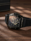 Luxury Tonneau Skeleton Dial Men's Watch with Black Rubber Strap – Premium Sports Wristwatch