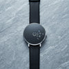 Unique Rotating Disc Minimalist Men's Watch with Black Leather Strap – Futuristic Wristwatch