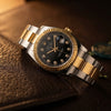 Luxury Two-Tone Gold & Silver Fluted Bezel Men's Watch with Diamond Index Black Dial – Premium Wristwatch