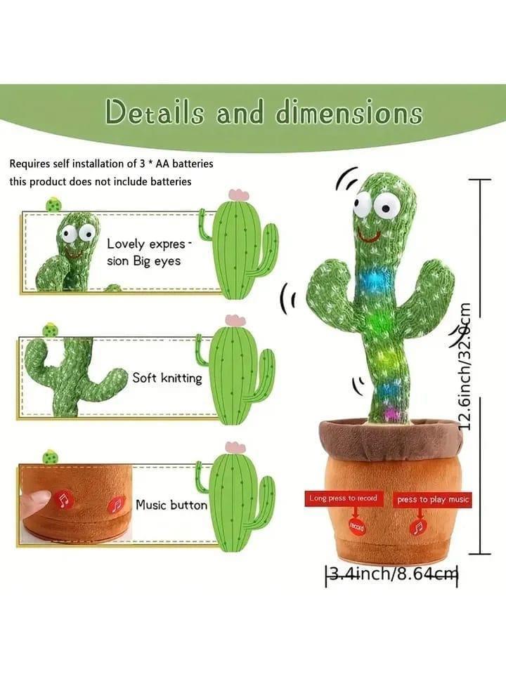 Plush Dancing Cactus Toy for Kids 1+ with 120 English Songs