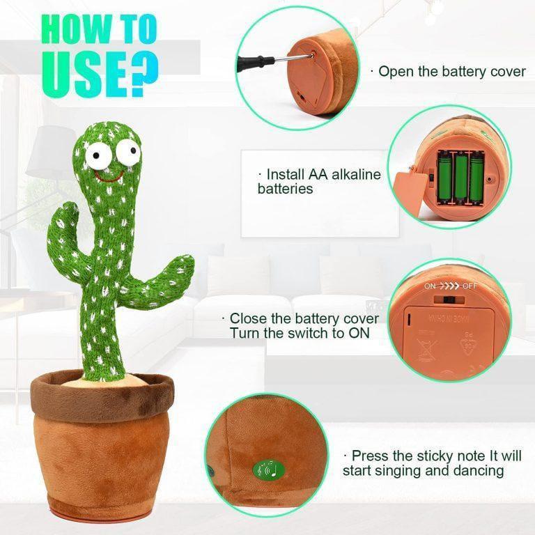 Plush Dancing Cactus Toy for Kids 1+ with 120 English Songs