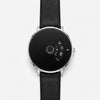 Unique Rotating Disc Minimalist Men's Watch with Black Leather Strap – Futuristic Wristwatch