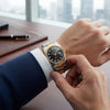 Luxury Two-Tone Gold & Silver Fluted Bezel Men's Watch with Diamond Index Black Dial – Premium Wristwatch