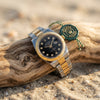 Luxury Two-Tone Gold & Silver Fluted Bezel Men's Watch with Diamond Index Black Dial – Premium Wristwatch