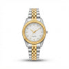 Two-Tone Gold & Silver Fluted Bezel Men's Watch with Crystal Index White Dial – Premium Wristwatch