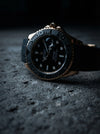 Rose Gold & Grey Bezel Men's Submariner Watch with Black Rubber Strap – Luxury Sports Wristwatch