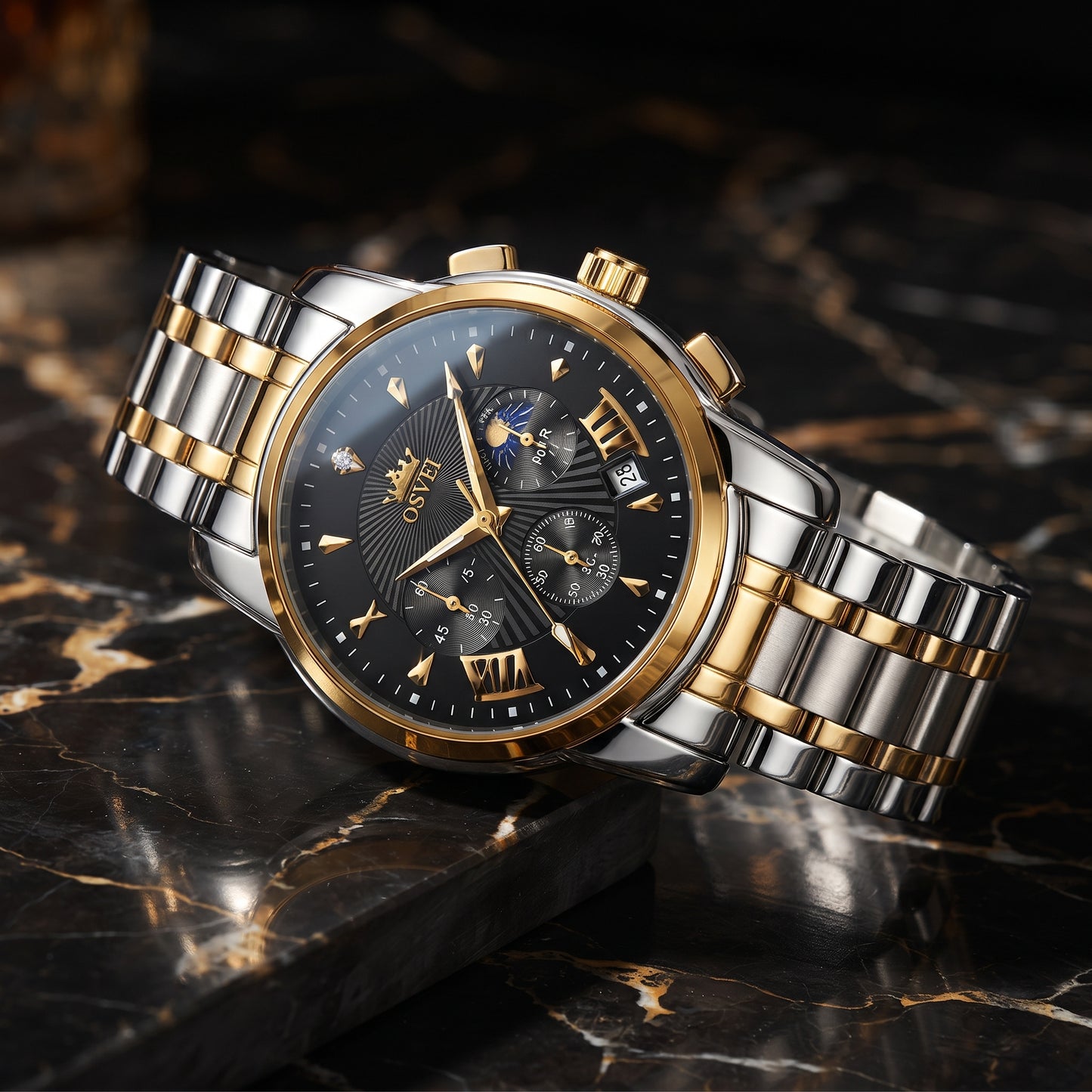 OSVEI Men's Luxury Two-Tone Chronograph Watch
