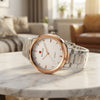REWARD Two-Tone Silver & Rose Gold Men's Watch with Clean White Dial – Premium Quartz Wristwatch