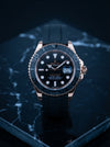Rose Gold & Grey Bezel Men's Submariner Watch with Black Rubber Strap – Luxury Sports Wristwatch