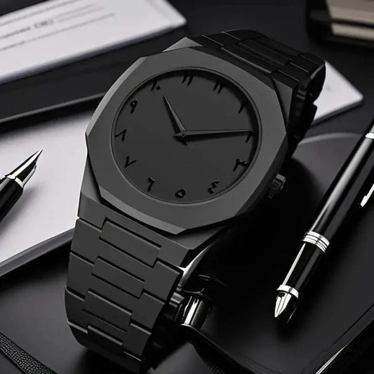 Men's black Carbon Fibre Arabic Aura With Buterfly look