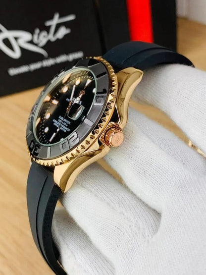 Men's Rolex Gold Black Wates Resistant Watch