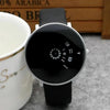 Unique Rotating Disc Minimalist Men's Watch with Black Leather Strap – Futuristic Wristwatch