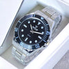 Fortune Time Silver Stainless Steel Men's Watch with Black Bezel – Classic Diver Wristwatch