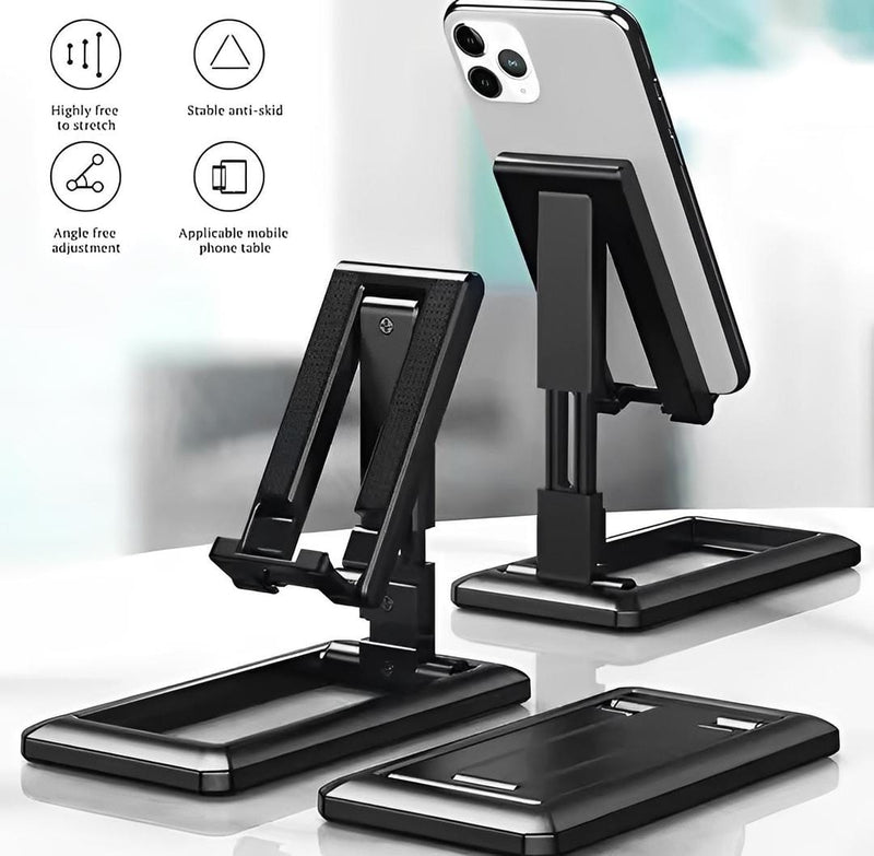 Adjustable & Foldable Desktop Mobile & Tablet Stand - Universal Desk Holder