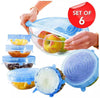 Silicone Stretchable Food Covers Lids - Set of 6 Reusable Bowl Lids