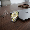 UNRAION Luxury Skeleton Dial Men's Watch – Two-Tone Silver & Gold Stainless Steel