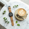 GMT Chronometer Analog Leather Watch for Men – Black Dial & Tan Brown Strap